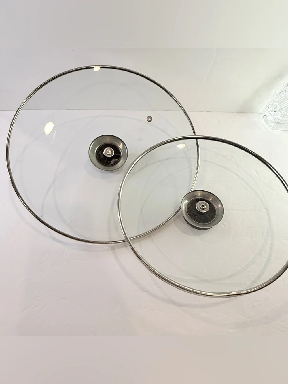 Tempered Glass Pot Lid Set 8” & 10” Stainless Steel Rim Replacement Covers